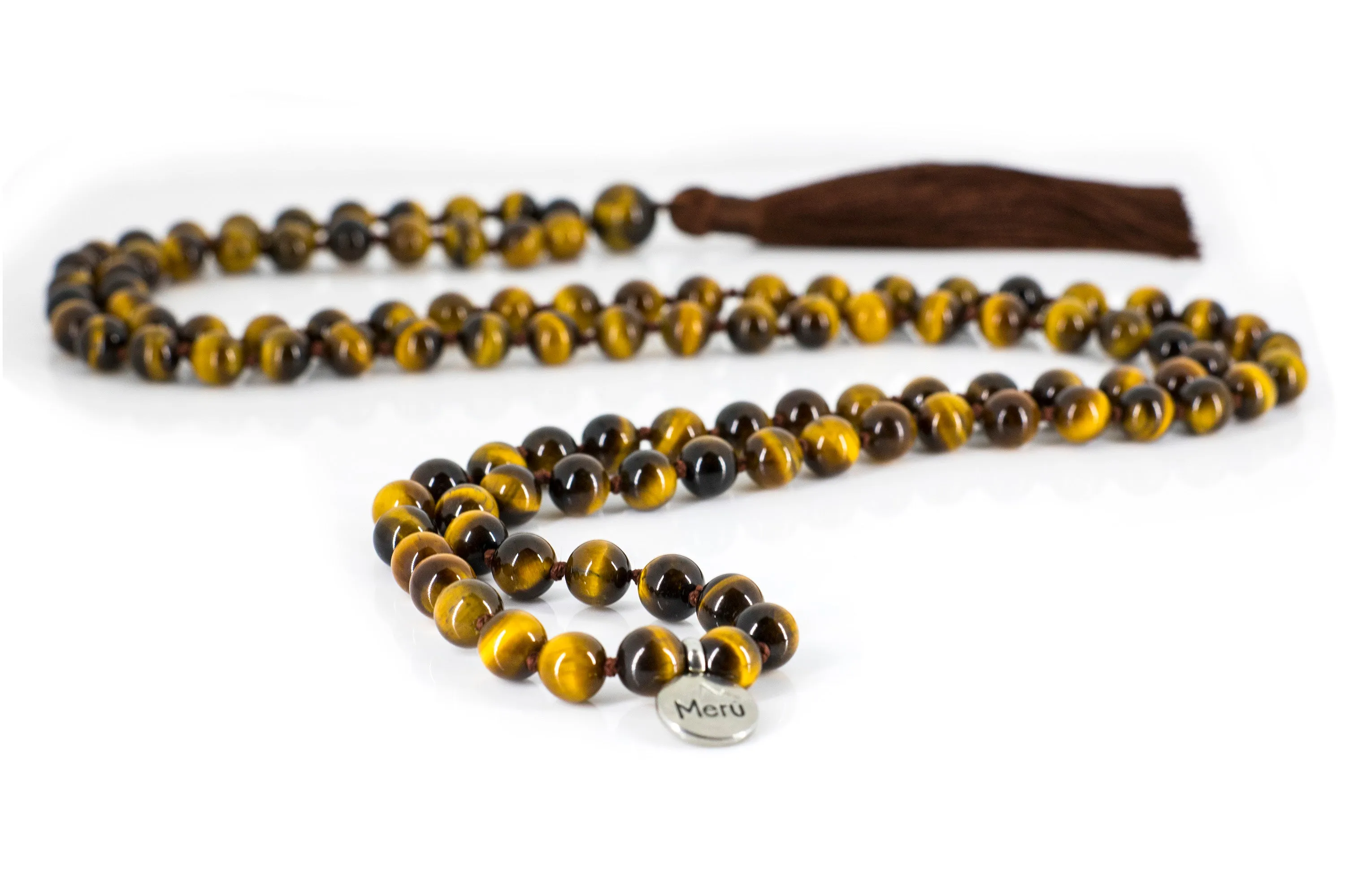 Tiger's Eye Yellow Mala Beads Necklace - "I am Lucky"