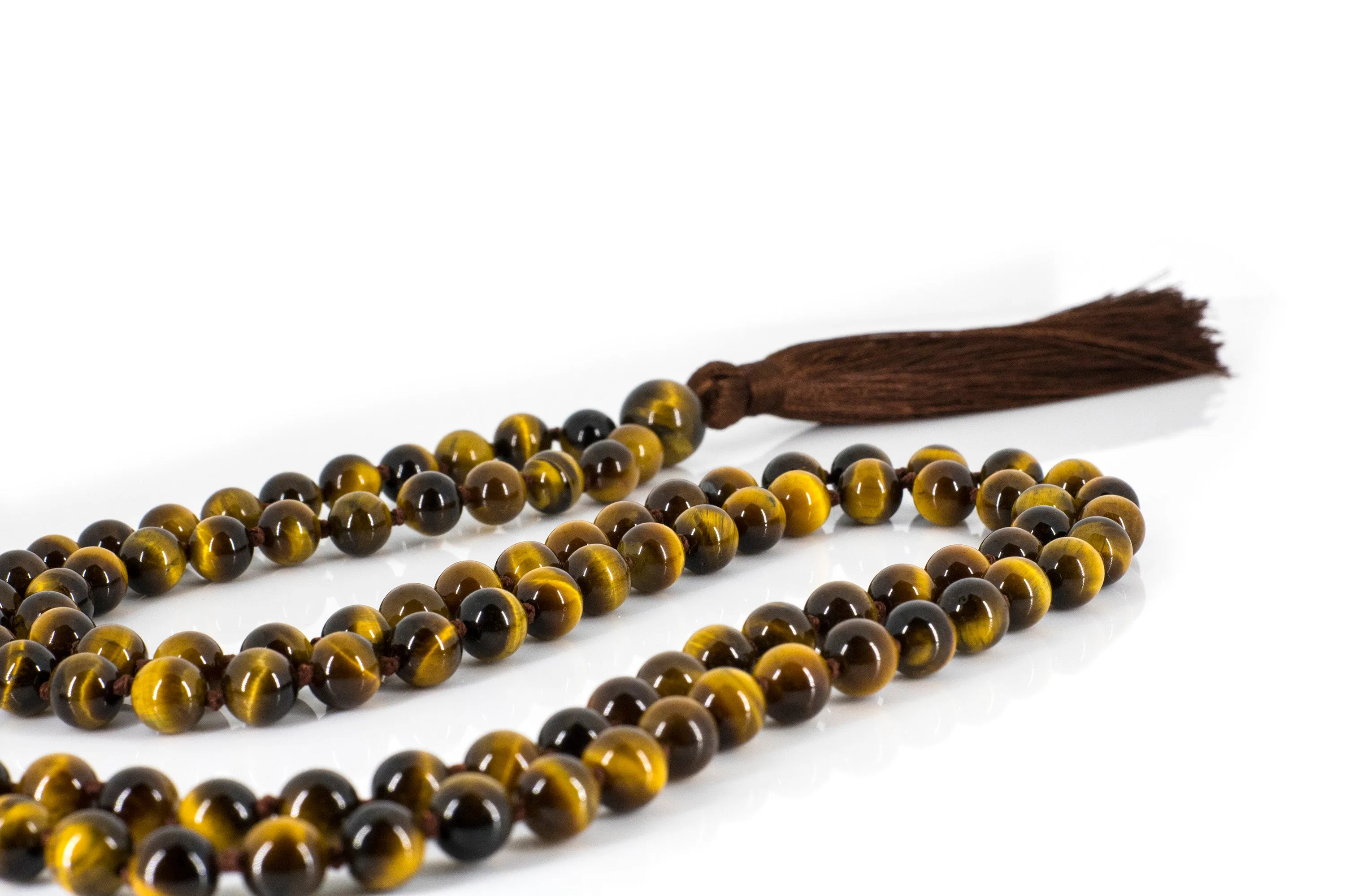 Tiger's Eye Yellow Mala Beads Necklace - "I am Lucky"