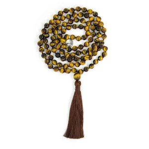 Tiger's Eye Yellow Mala Beads Necklace - "I am Lucky"