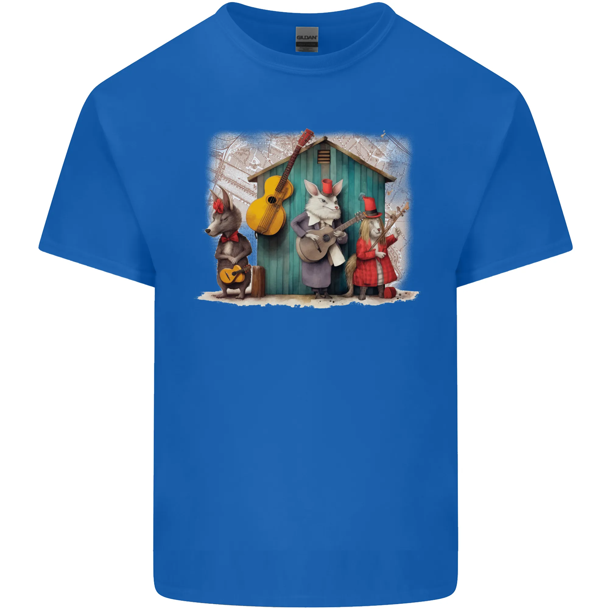 Town Musicians of Bremen Guitar Folk Mens Light Cotton T-Shirt