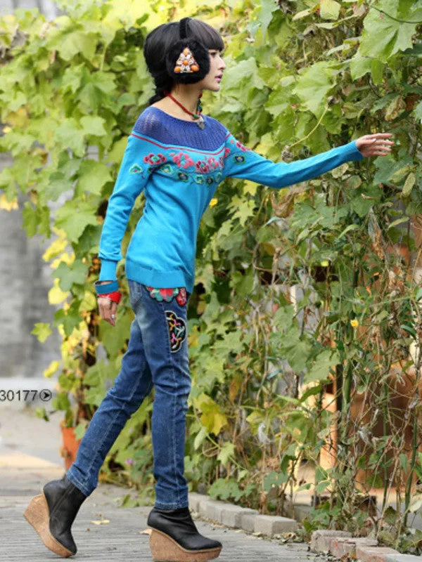 tribal embroidered sweater