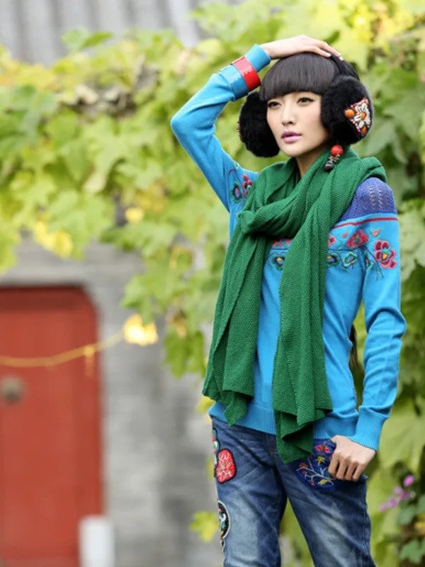 tribal embroidered sweater