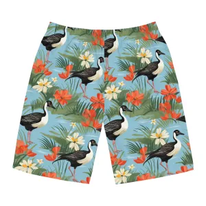 Tropical Men's Board Shorts with Floral Print
