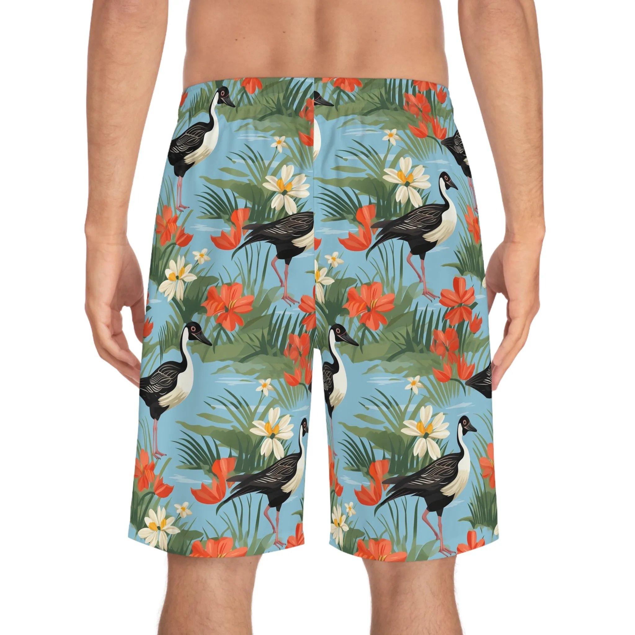 Tropical Men's Board Shorts with Floral Print