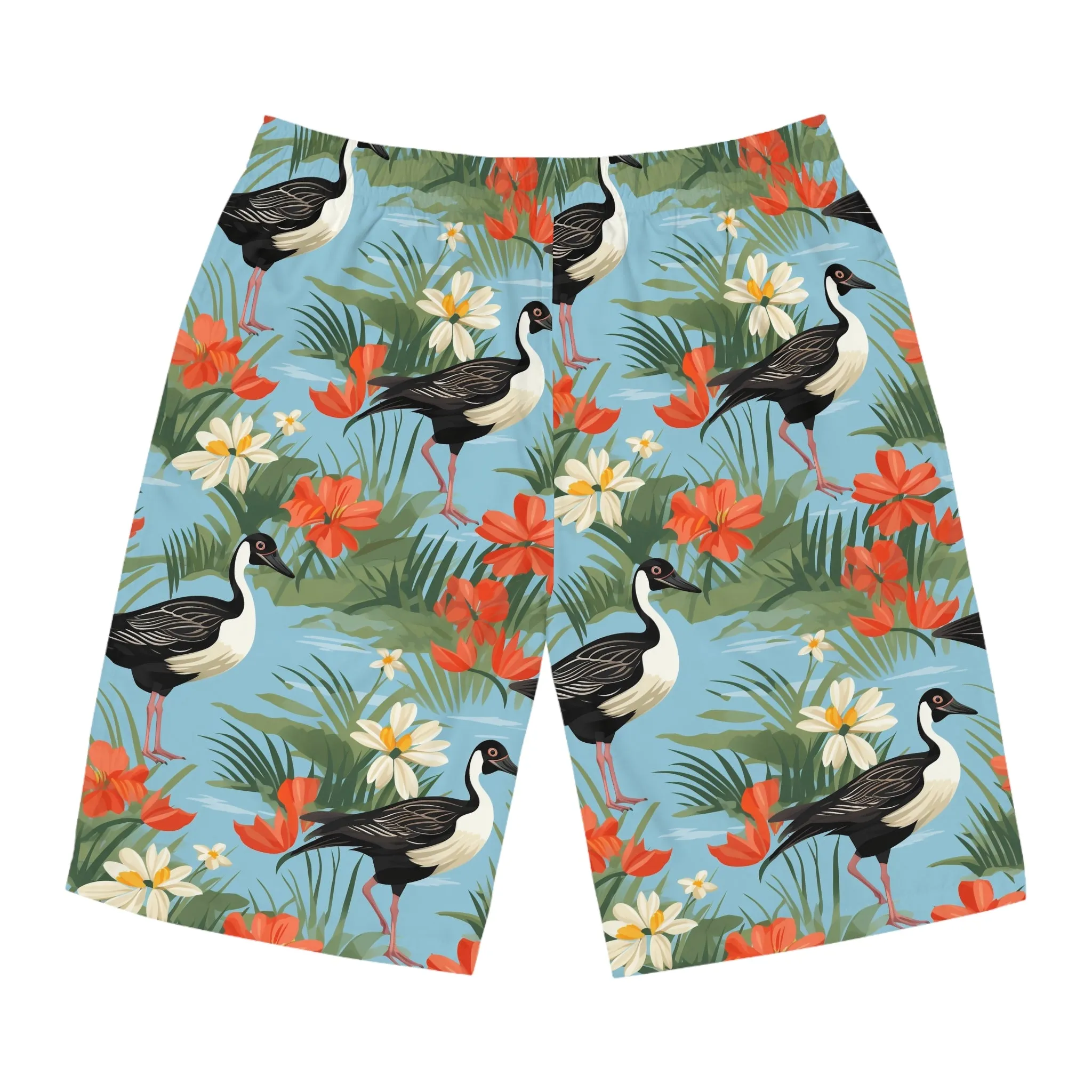 Tropical Men's Board Shorts with Floral Print