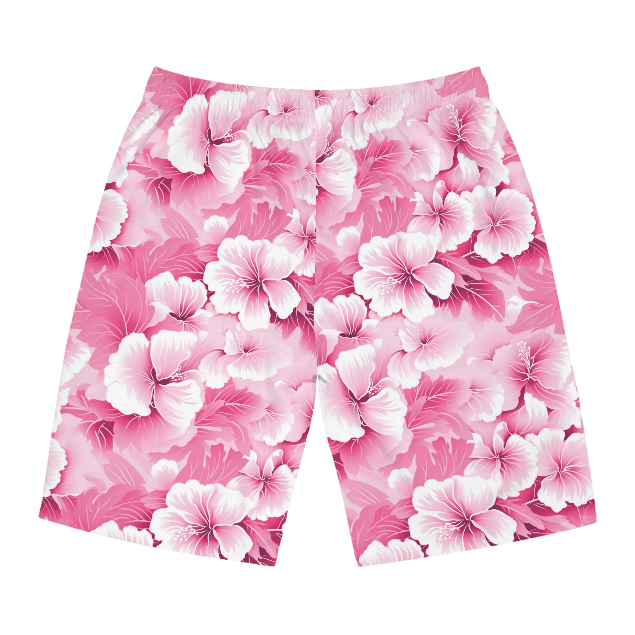 Tropical Pink Floral Men's Board Shorts - Perfect for Beach Days & Summer Getaways