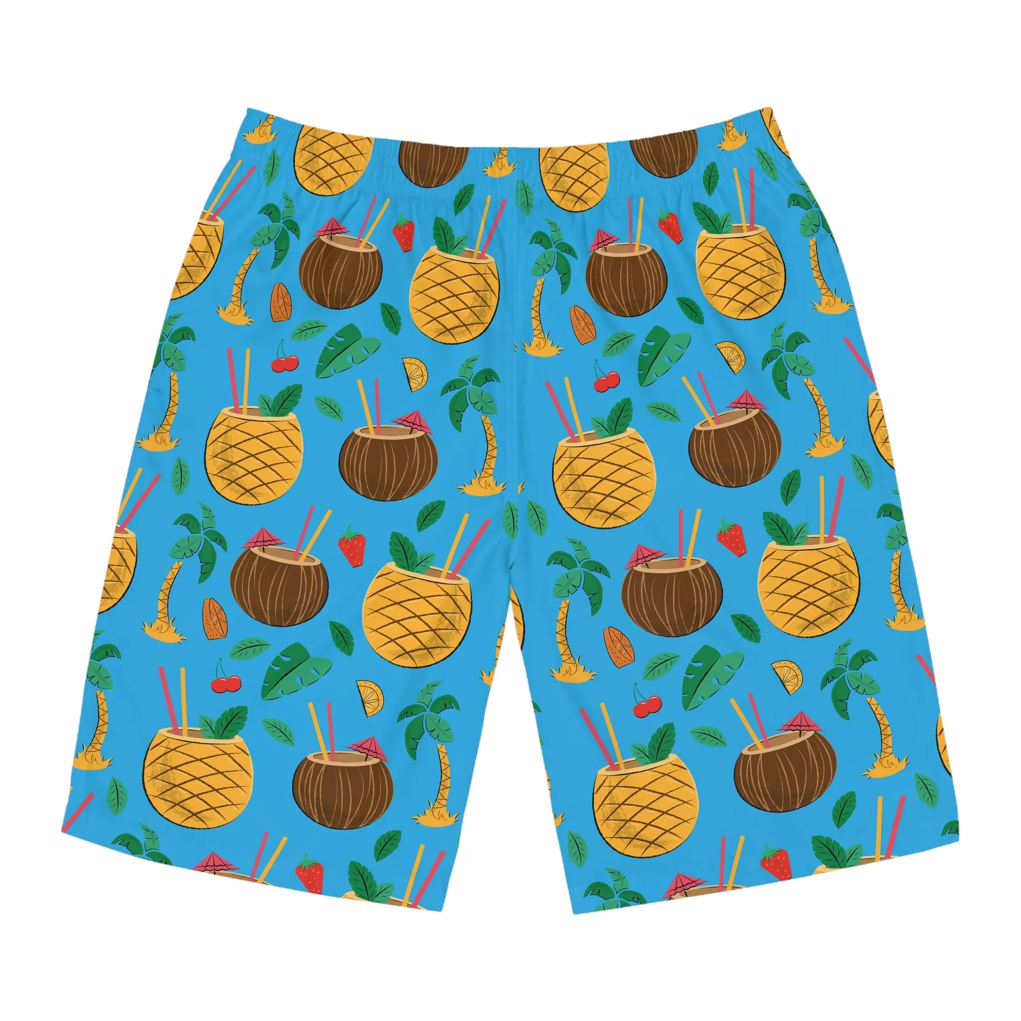 Tropical Print Men's Board Shorts - Summer Vibes Swimwear