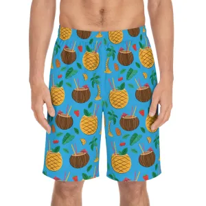 Tropical Print Men's Board Shorts - Summer Vibes Swimwear