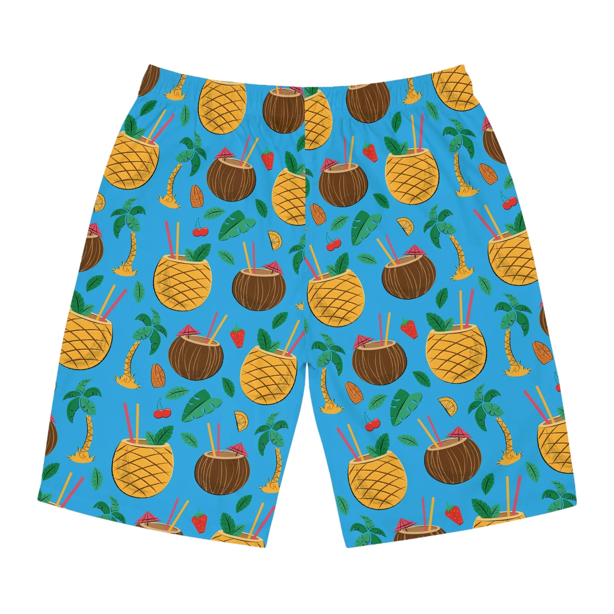 Tropical Print Men's Board Shorts - Summer Vibes Swimwear