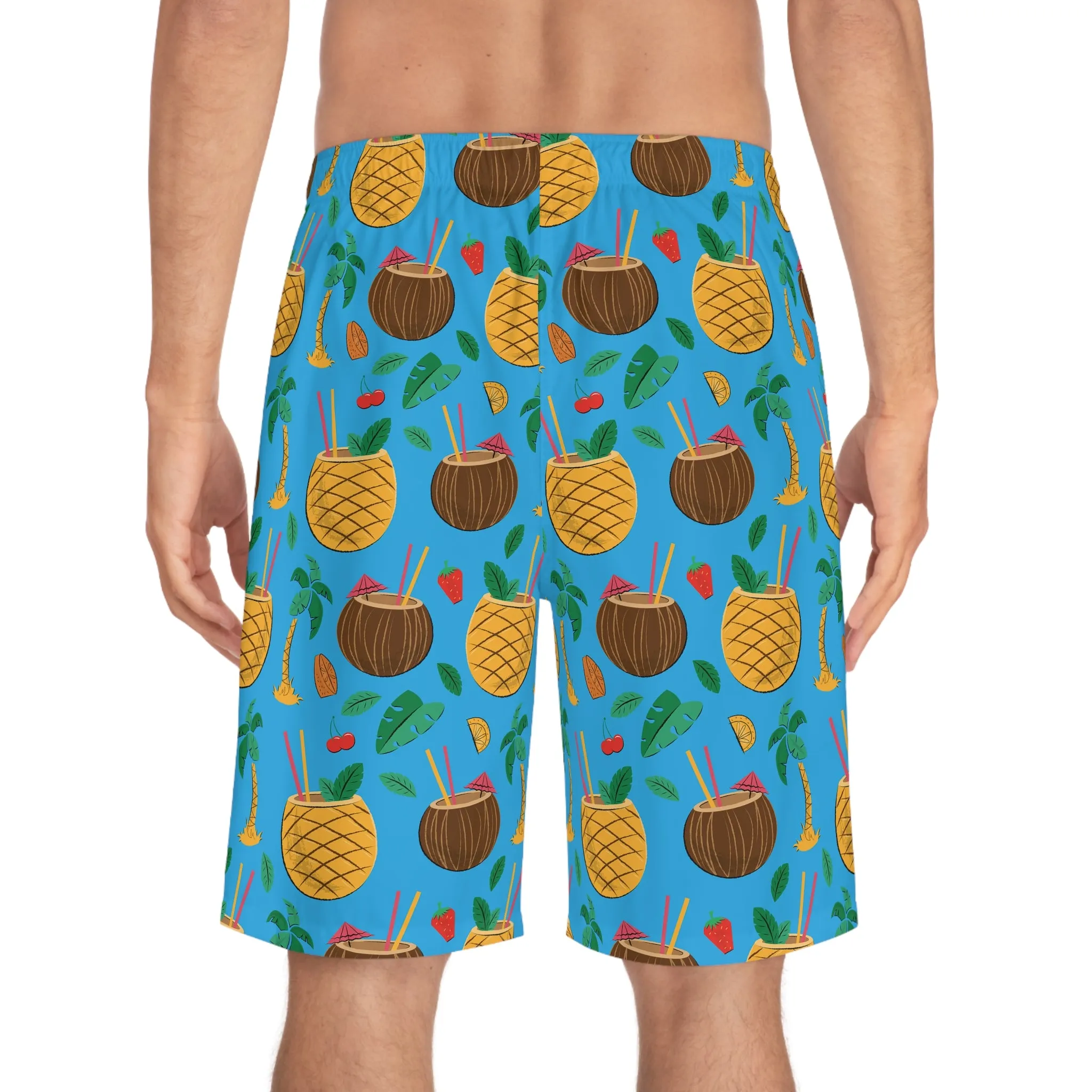 Tropical Print Men's Board Shorts - Summer Vibes Swimwear