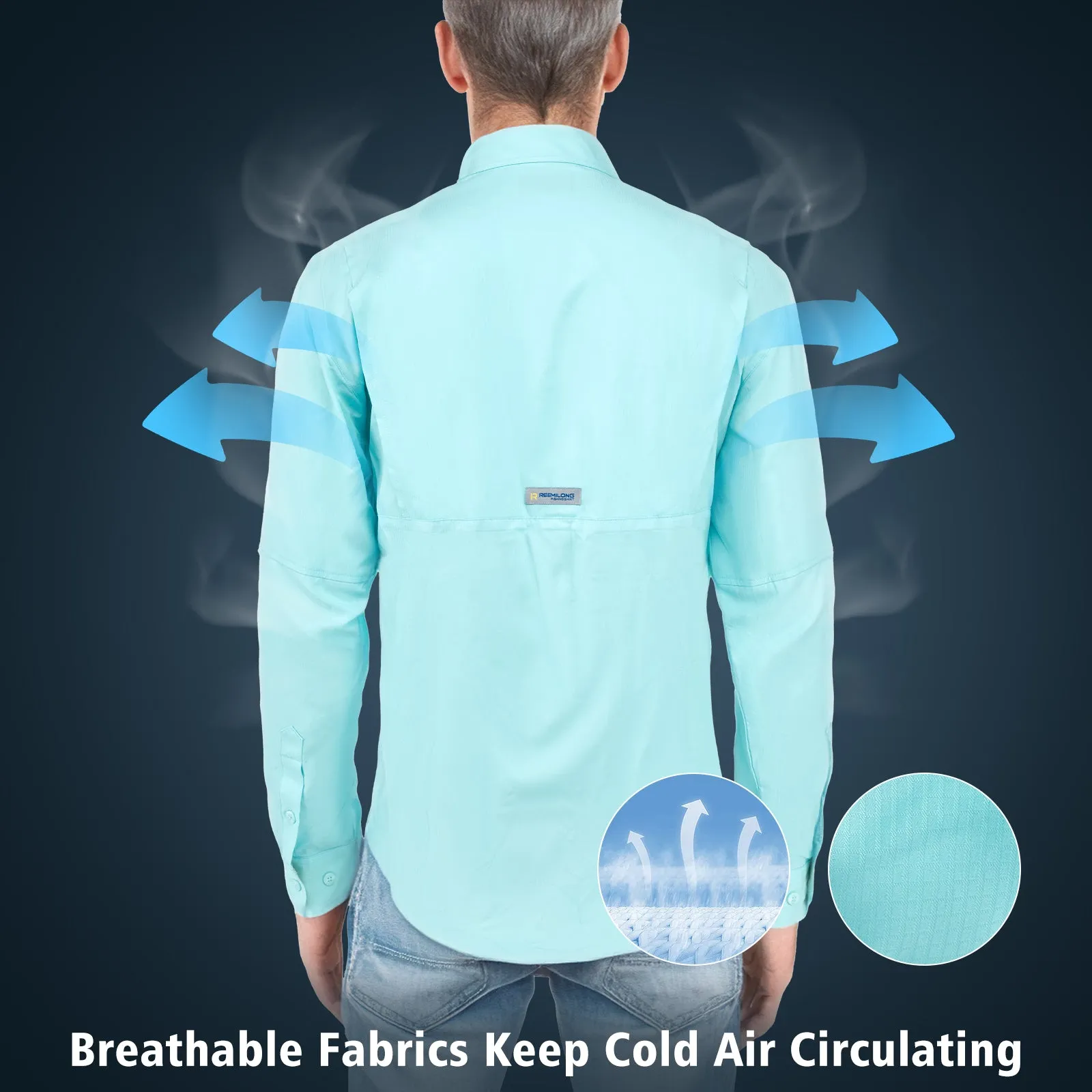 TruDave Men's Long Sleeve Fishshirt, Clothing with SPF Sun Protection, Sun Proof UV 50  Protection Sunblock Long Sleeve Fishing Shirts for Men, Performance Fishing Gear Shirts Khaki