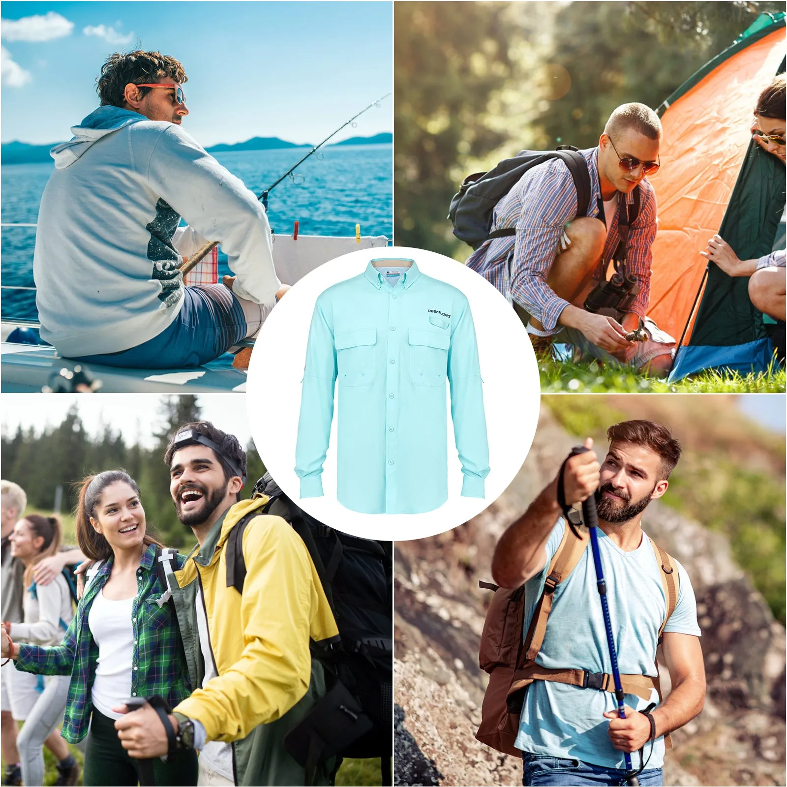 TruDave Men's Long Sleeve Fishshirt, Clothing with SPF Sun Protection, Sun Proof UV 50  Protection Sunblock Long Sleeve Fishing Shirts for Men, Performance Fishing Gear Shirts Khaki