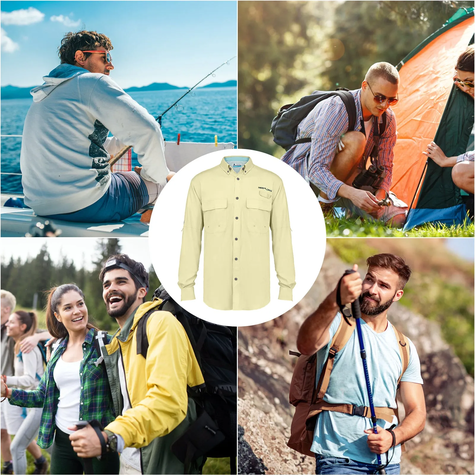 TruDave Men's Long Sleeve Fishshirt, Clothing with SPF Sun Protection, Sun Proof UV 50  Protection Sunblock Long Sleeve Fishing Shirts for Men, Performance Fishing Gear Shirts Khaki