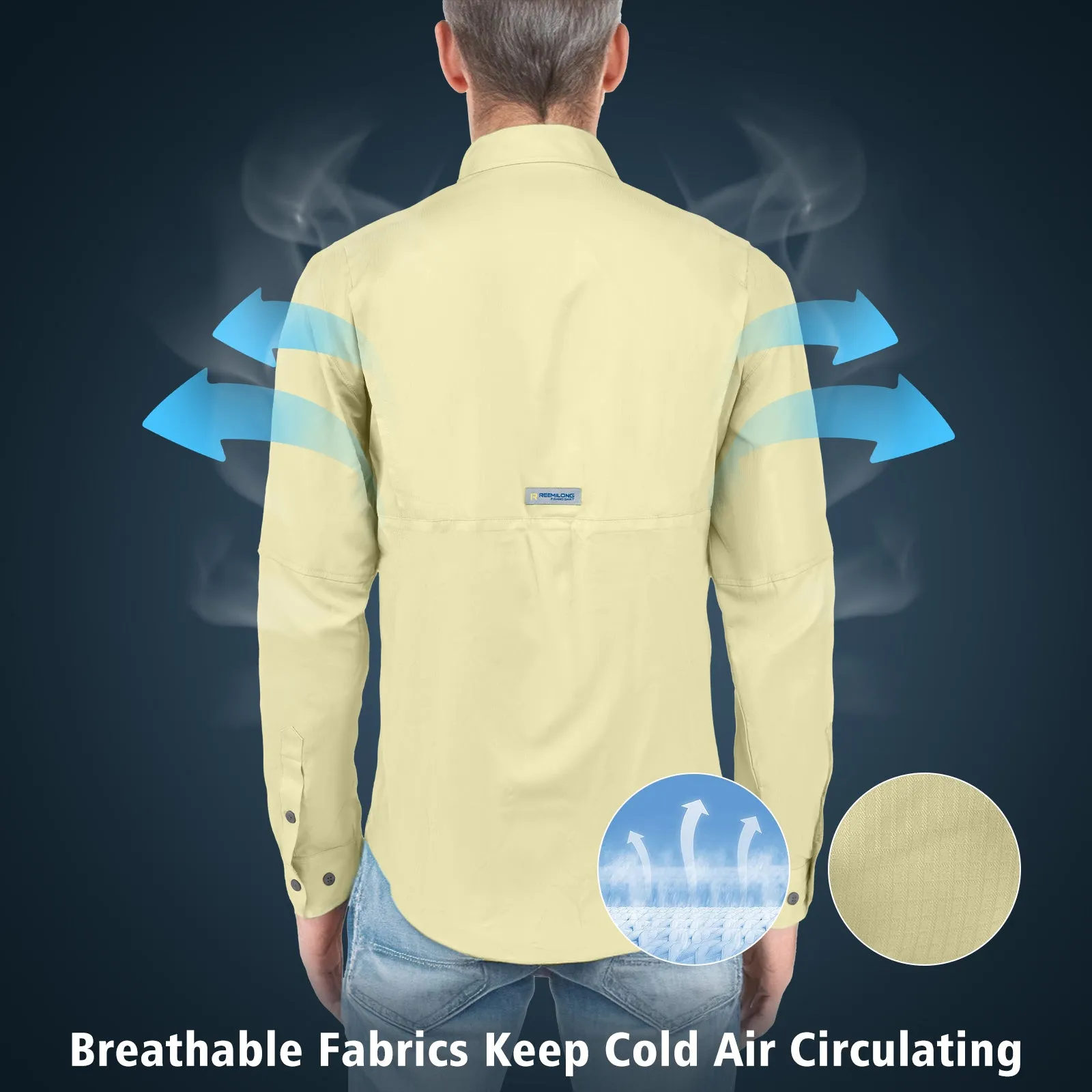 TruDave Men's Long Sleeve Fishshirt, Clothing with SPF Sun Protection, Sun Proof UV 50  Protection Sunblock Long Sleeve Fishing Shirts for Men, Performance Fishing Gear Shirts Khaki