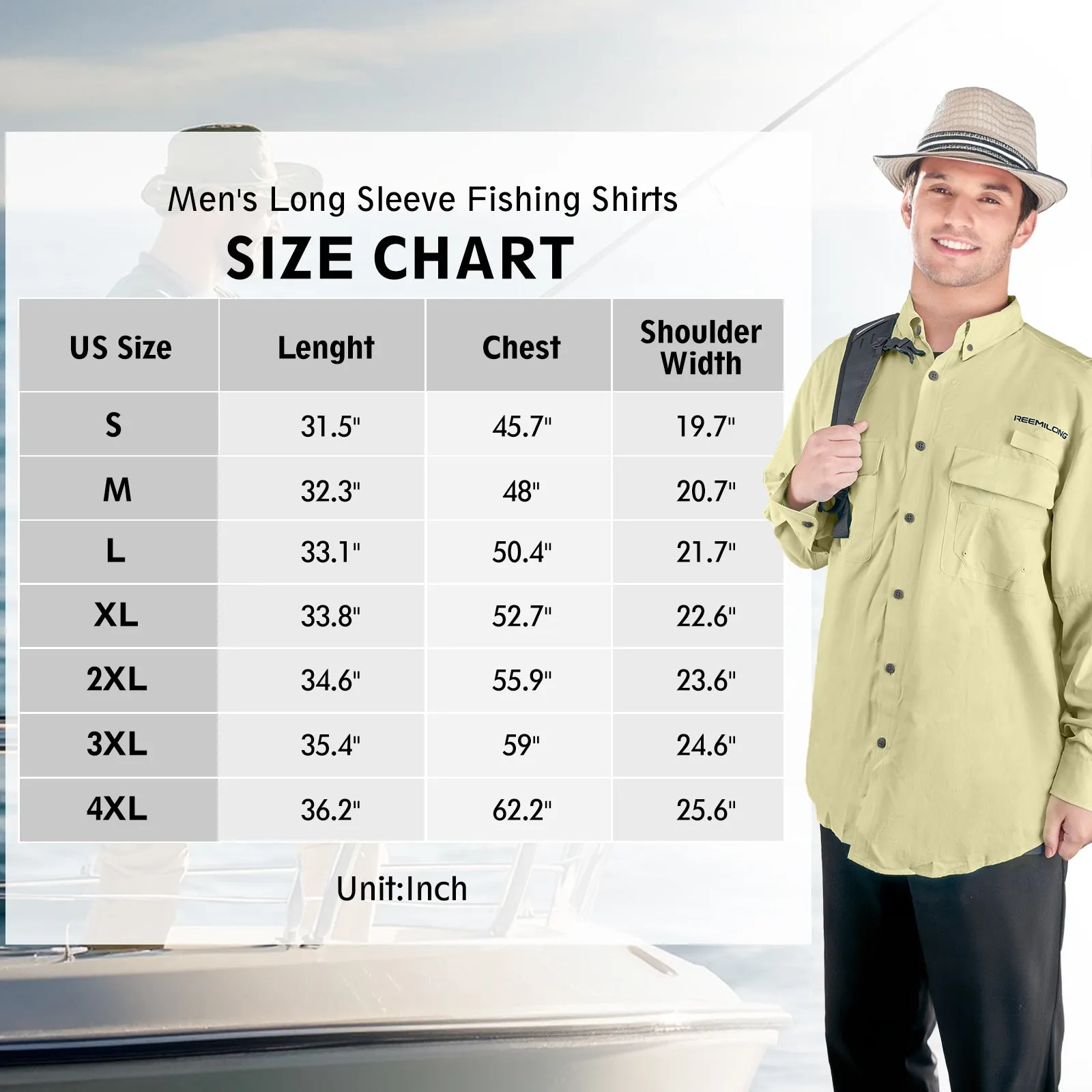 TruDave Men's Long Sleeve Fishshirt, Clothing with SPF Sun Protection, Sun Proof UV 50  Protection Sunblock Long Sleeve Fishing Shirts for Men, Performance Fishing Gear Shirts Khaki