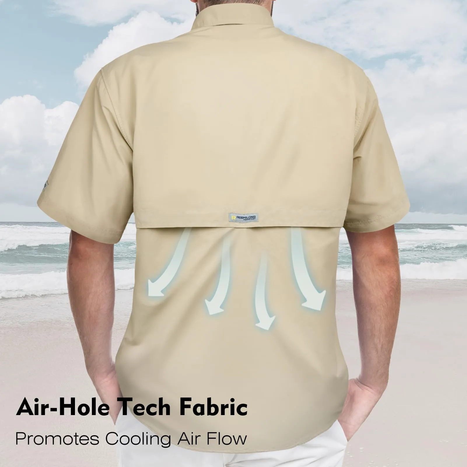Trudave Men's Short Sleeve Fishing Shirts, UPF 50  Sun Protection & Quick Dry Shirts for Hiking Camping Beach