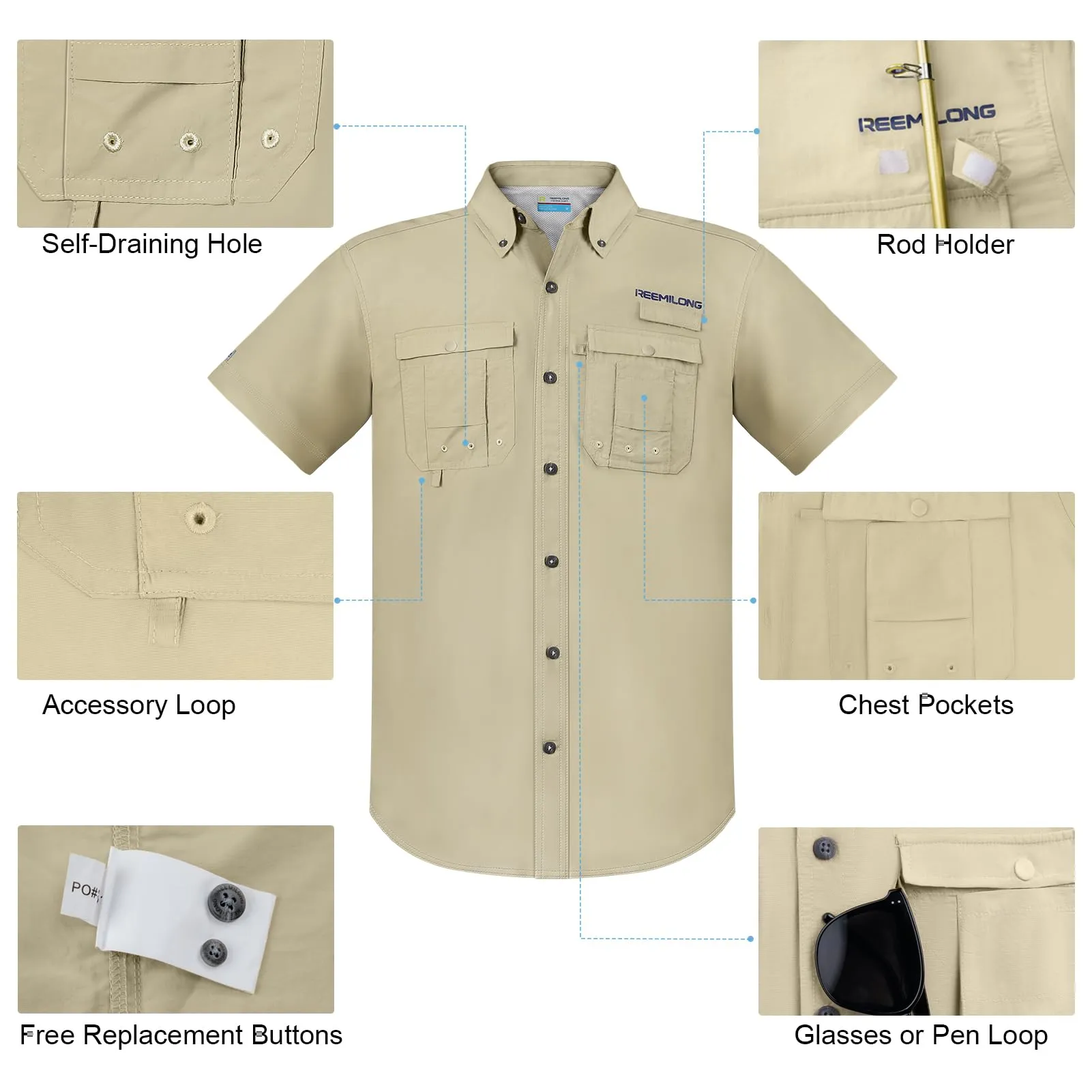 Trudave Men's Short Sleeve Fishing Shirts, UPF 50  Sun Protection & Quick Dry Shirts for Hiking Camping Beach