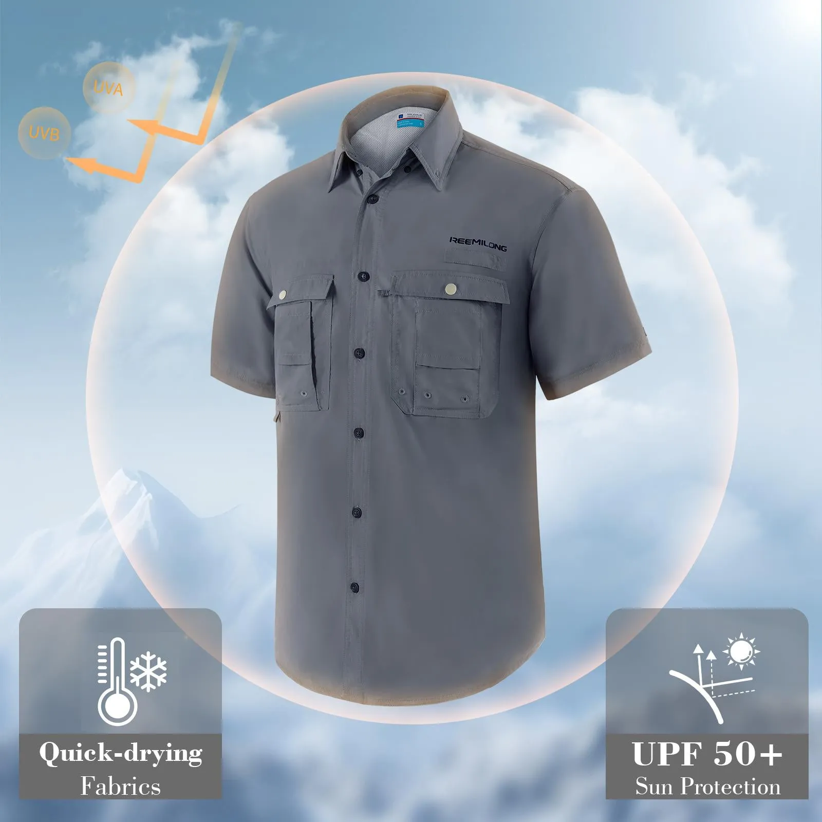 Trudave Men's UPF 50  UV Short Sleeve Hiking Fishing Shirt Quick Dry Cooling Short Sleeve Button Down Shirts Performance Fishing Gear Shirts