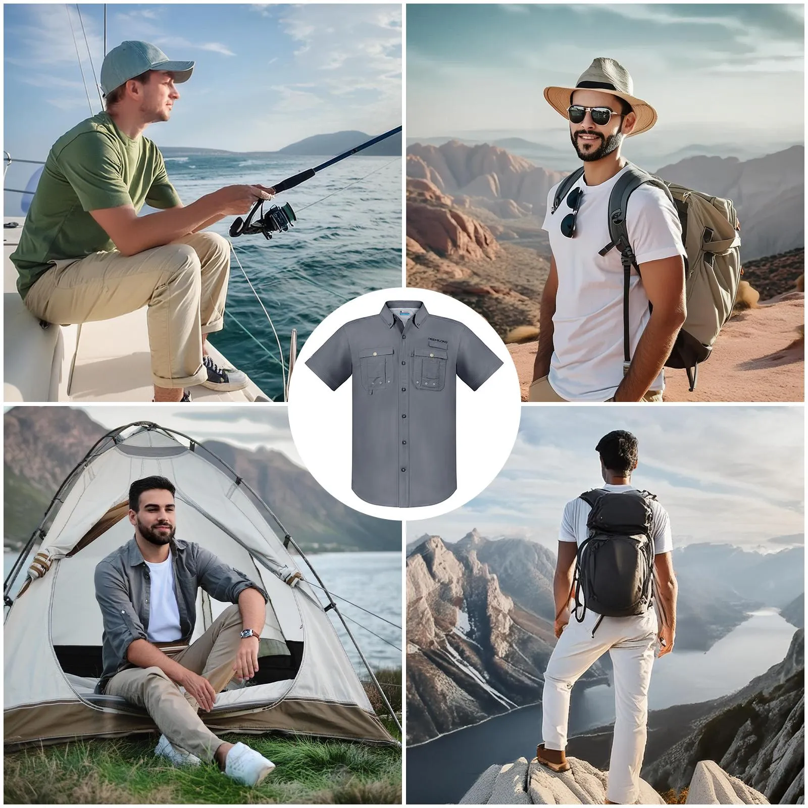 Trudave Men's UPF 50  UV Short Sleeve Hiking Fishing Shirt Quick Dry Cooling Short Sleeve Button Down Shirts Performance Fishing Gear Shirts