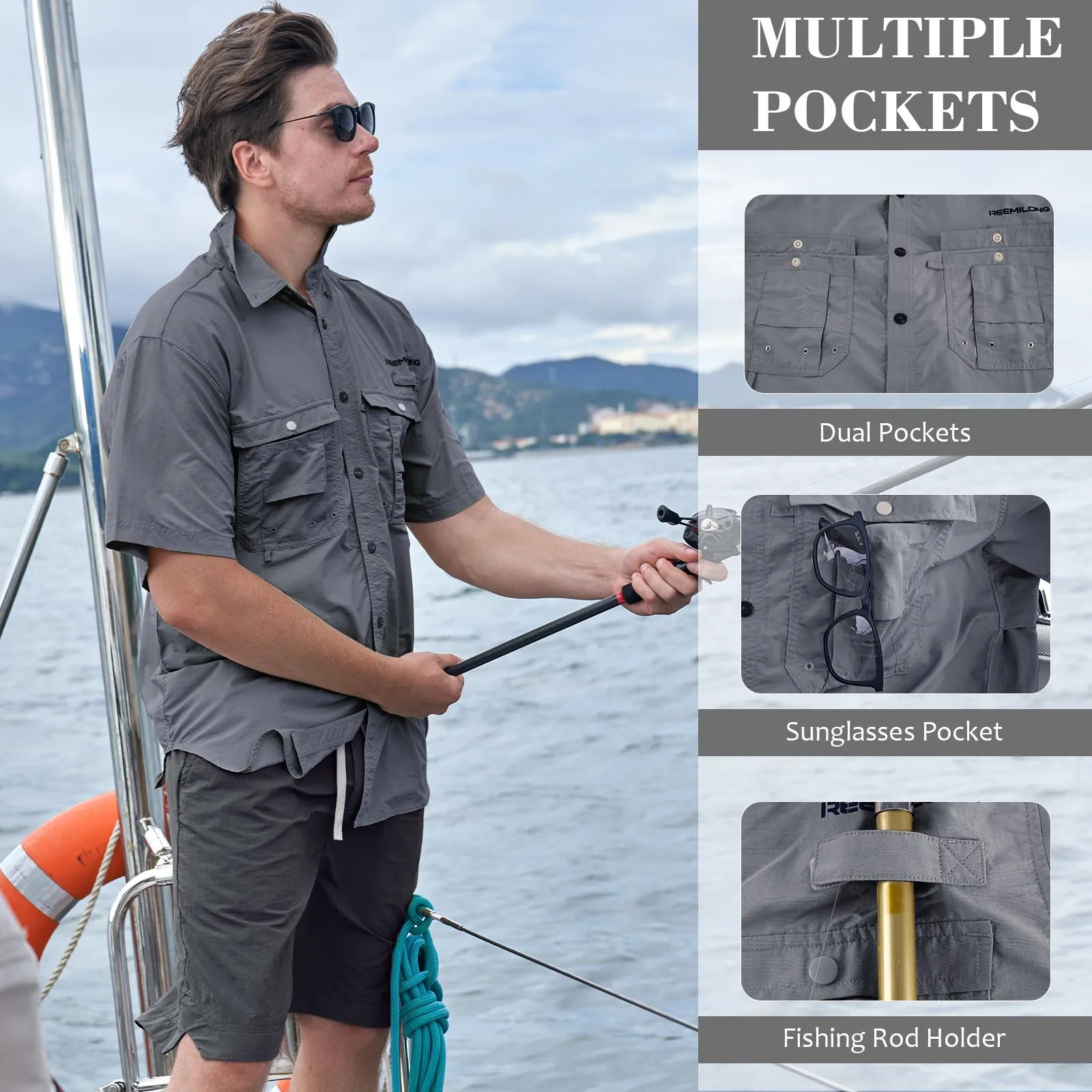 Trudave Men's UPF 50  UV Short Sleeve Hiking Fishing Shirt Quick Dry Cooling Short Sleeve Button Down Shirts Performance Fishing Gear Shirts