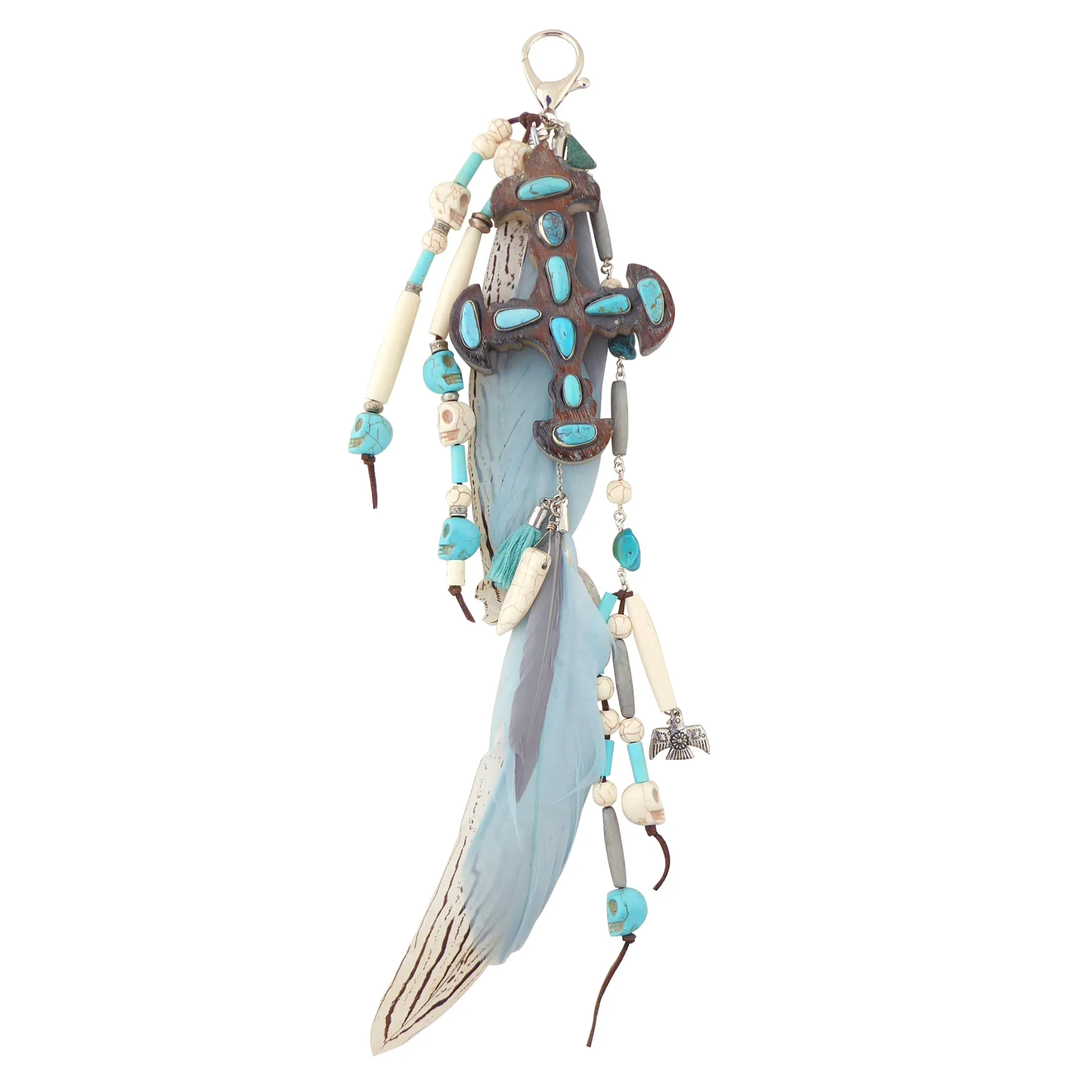 Turquoise wooden cross belt clip