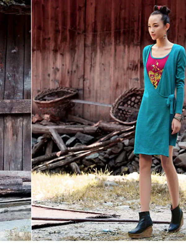 two-piece flap strap embroidered dress