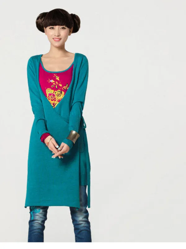 two-piece flap strap embroidered dress