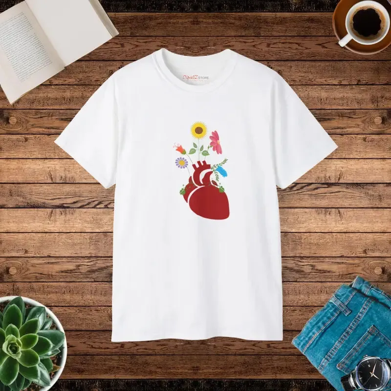 Ultra Cotton Tee Heart with Flowers Magic