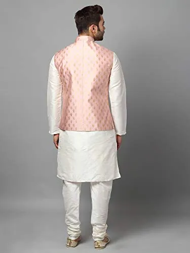Uri and MacKenzie Men's Silk Blend Kurta Pajama with Designer Ethnic Nehru Jacket/Modi Jacket