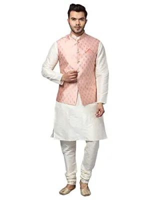Uri and MacKenzie Men's Silk Blend Kurta Pajama with Designer Ethnic Nehru Jacket/Modi Jacket