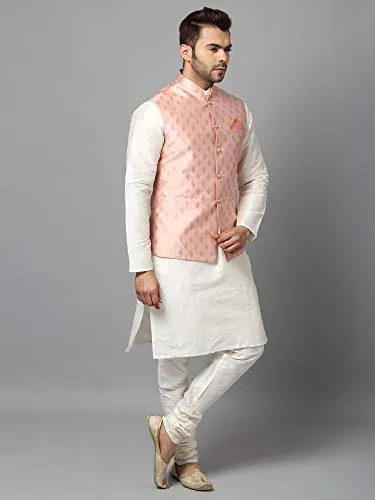 Uri and MacKenzie Men's Silk Blend Kurta Pajama with Designer Ethnic Nehru Jacket/Modi Jacket
