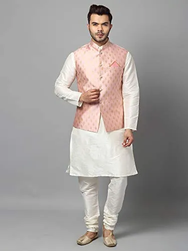 Uri and MacKenzie Men's Silk Blend Kurta Pajama with Designer Ethnic Nehru Jacket/Modi Jacket