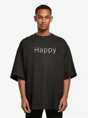 Vegan 'Happy' Men's Acid Washed Heavy Oversized T-Shirt | Multiple Colours