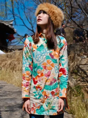 village girl embroidery Mandarin top