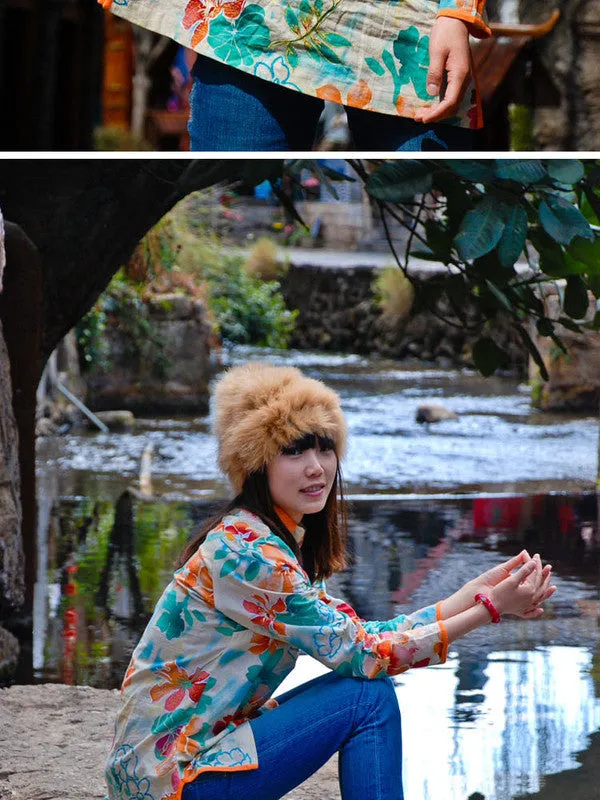 village girl embroidery Mandarin top