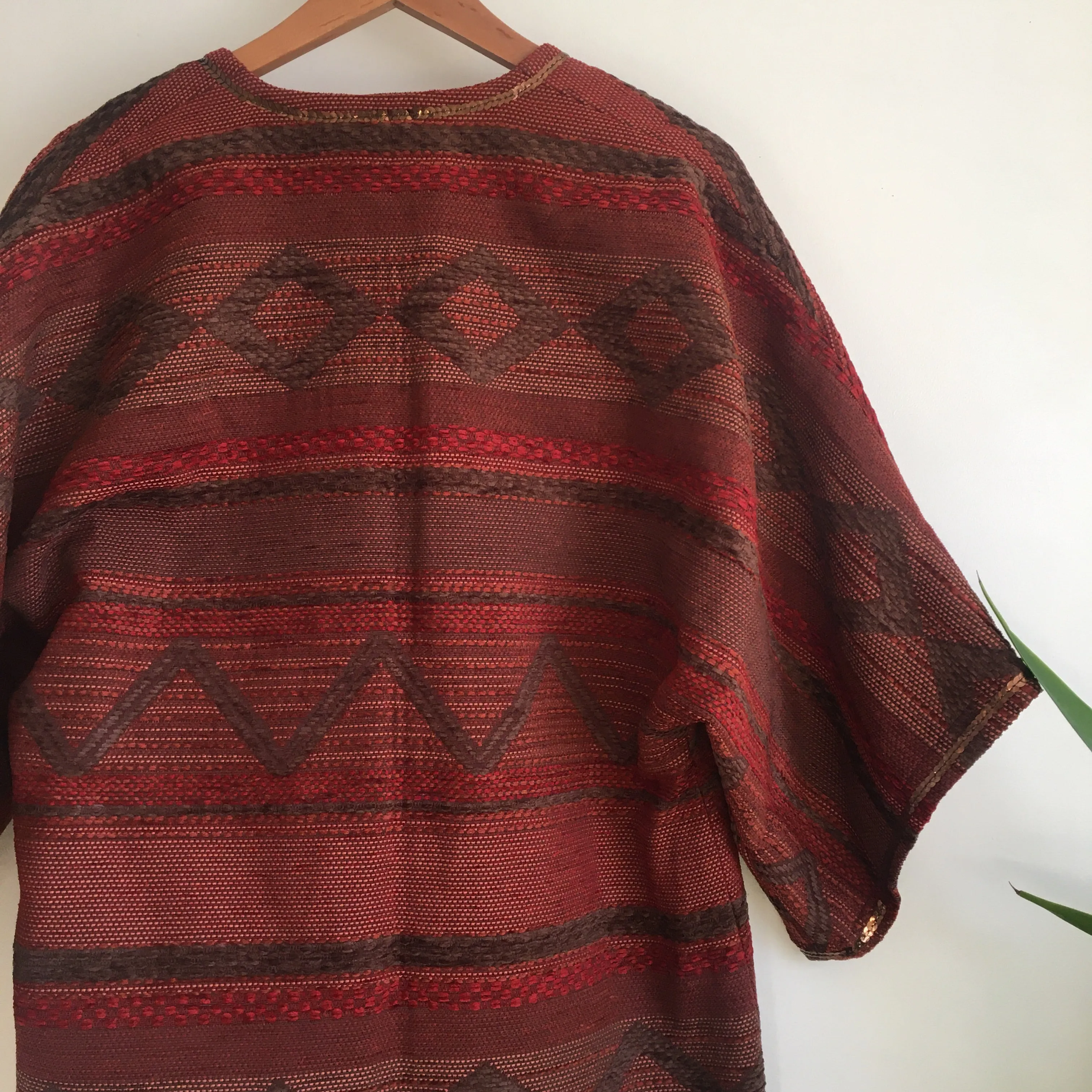 Vintage 90s Open Front Tapestry Jacket // one size fits most