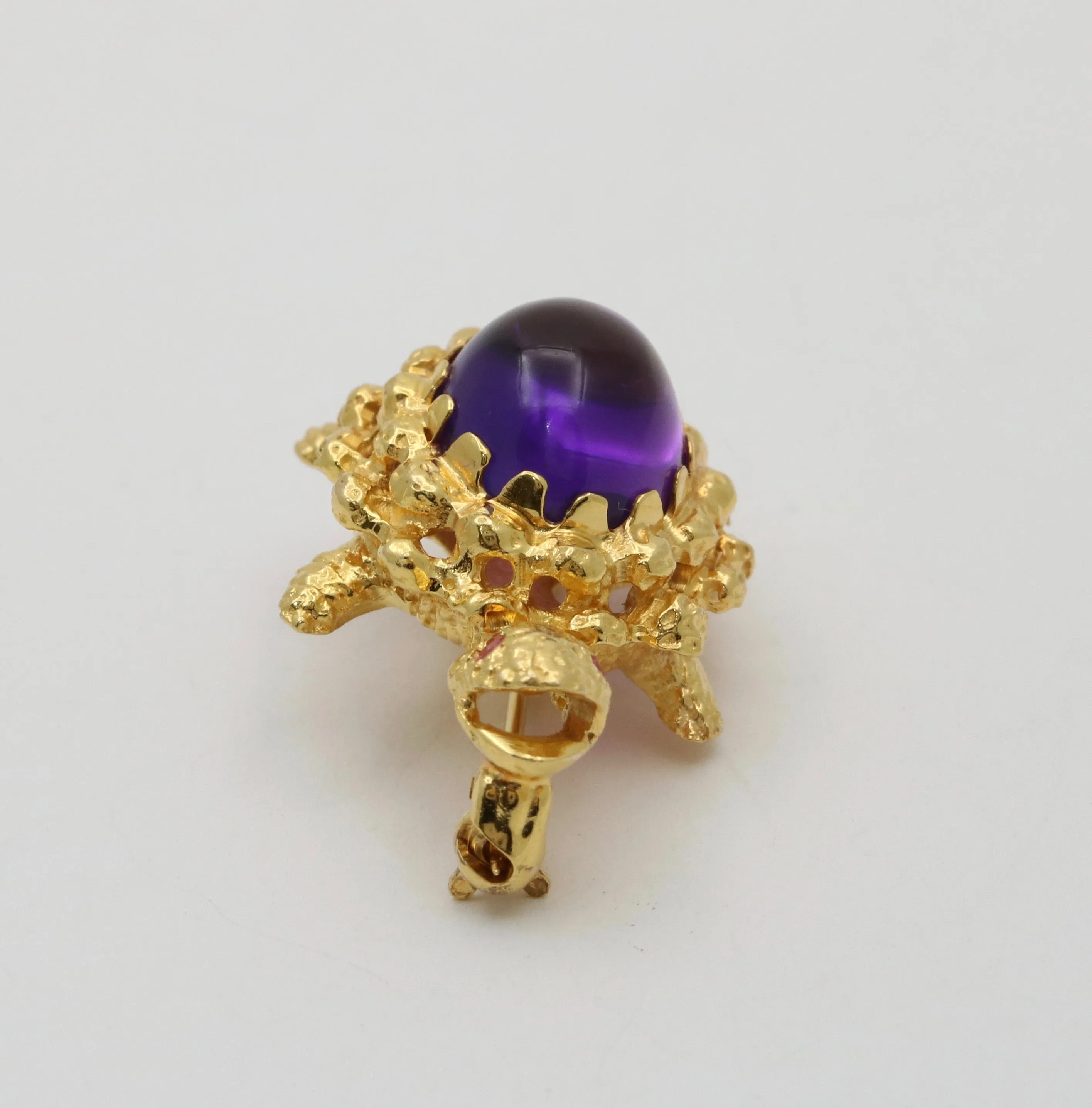 Vintage Amethyst and 18K Gold Turtle Pin, 4 of 4