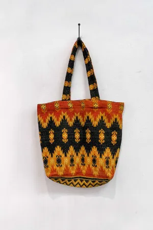 Vintage Kantha Tote - Orange Zag