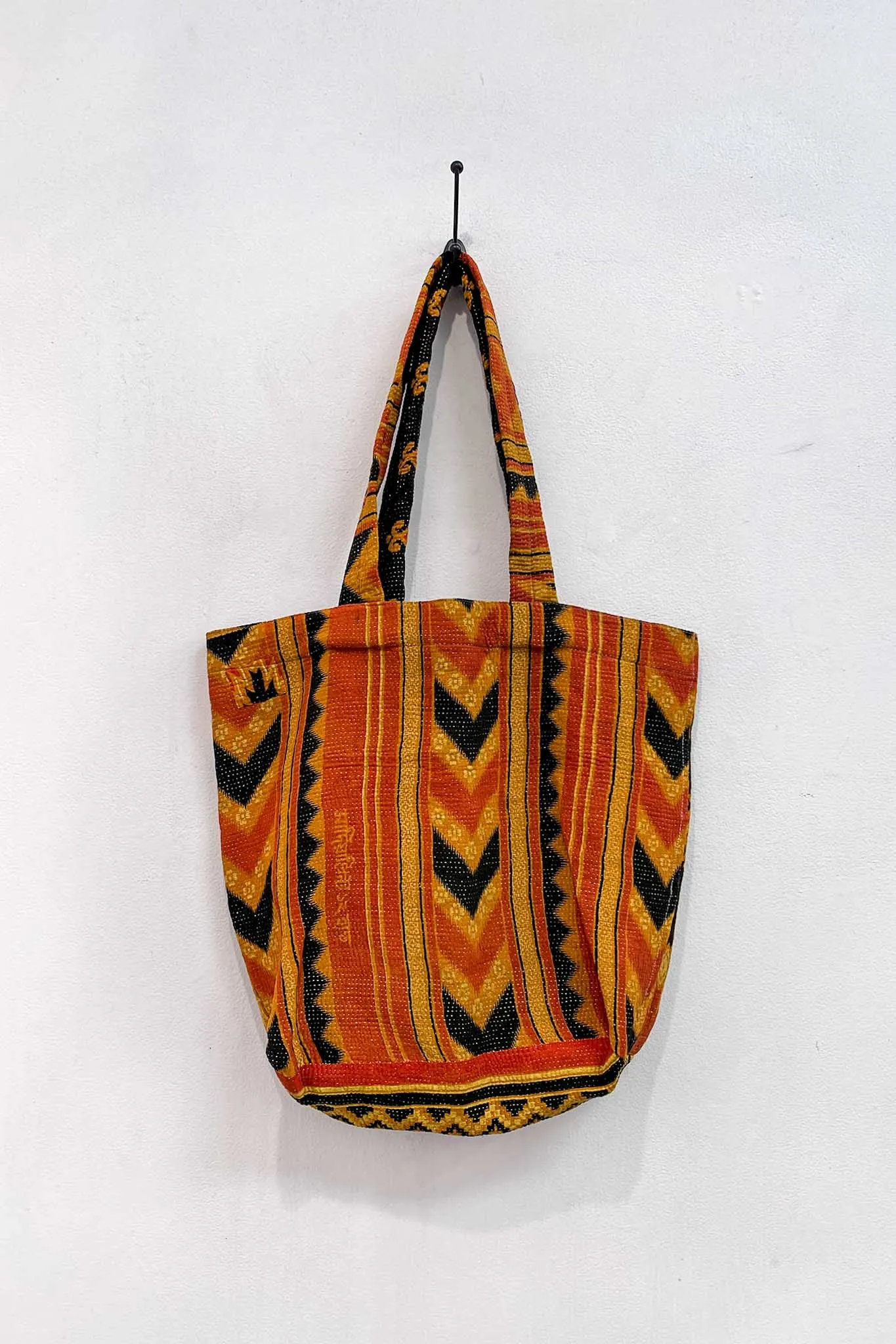 Vintage Kantha Tote - Orange Zag