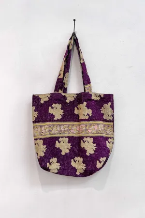 Vintage Kantha Tote - Purple Flower