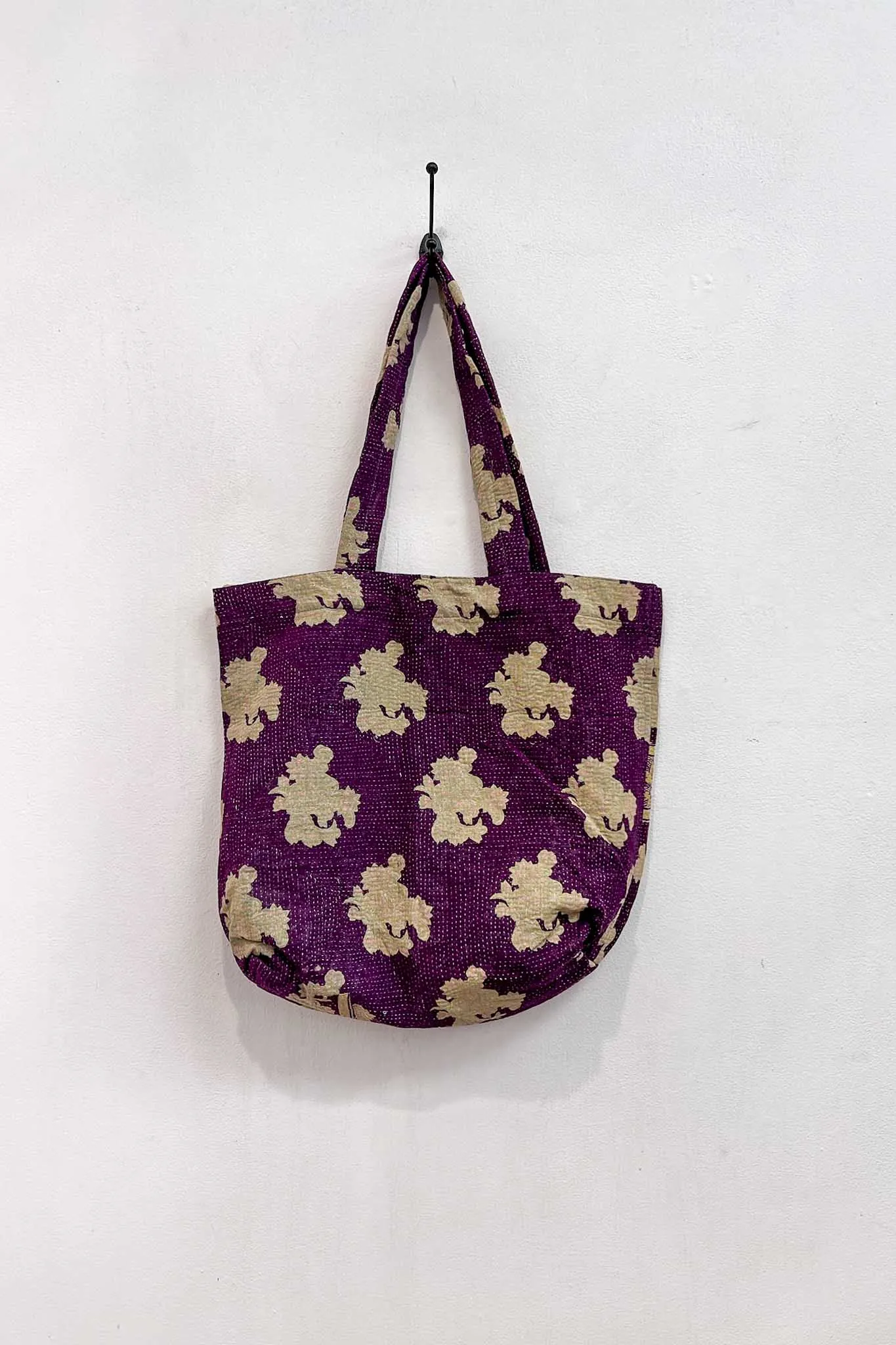 Vintage Kantha Tote - Purple Flower