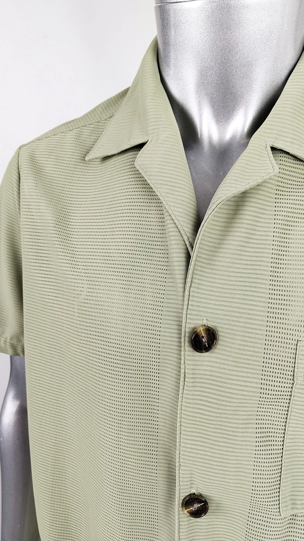 Vintage Mens Green Khaki Mesh Safari Shirt, 1960s