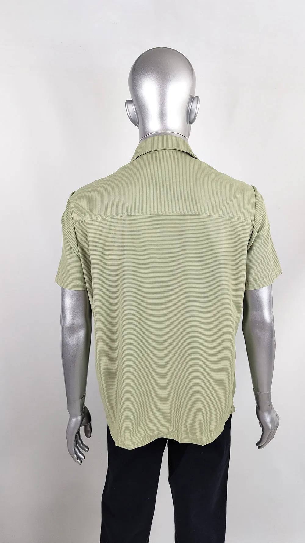 Vintage Mens Green Khaki Mesh Safari Shirt, 1960s