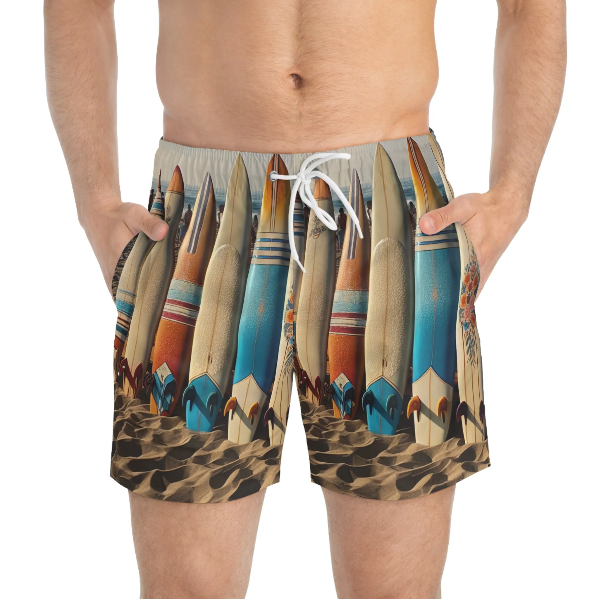 Vintage Surfboard Swim Trunks - Perfect for Beach Days & Summer Fun