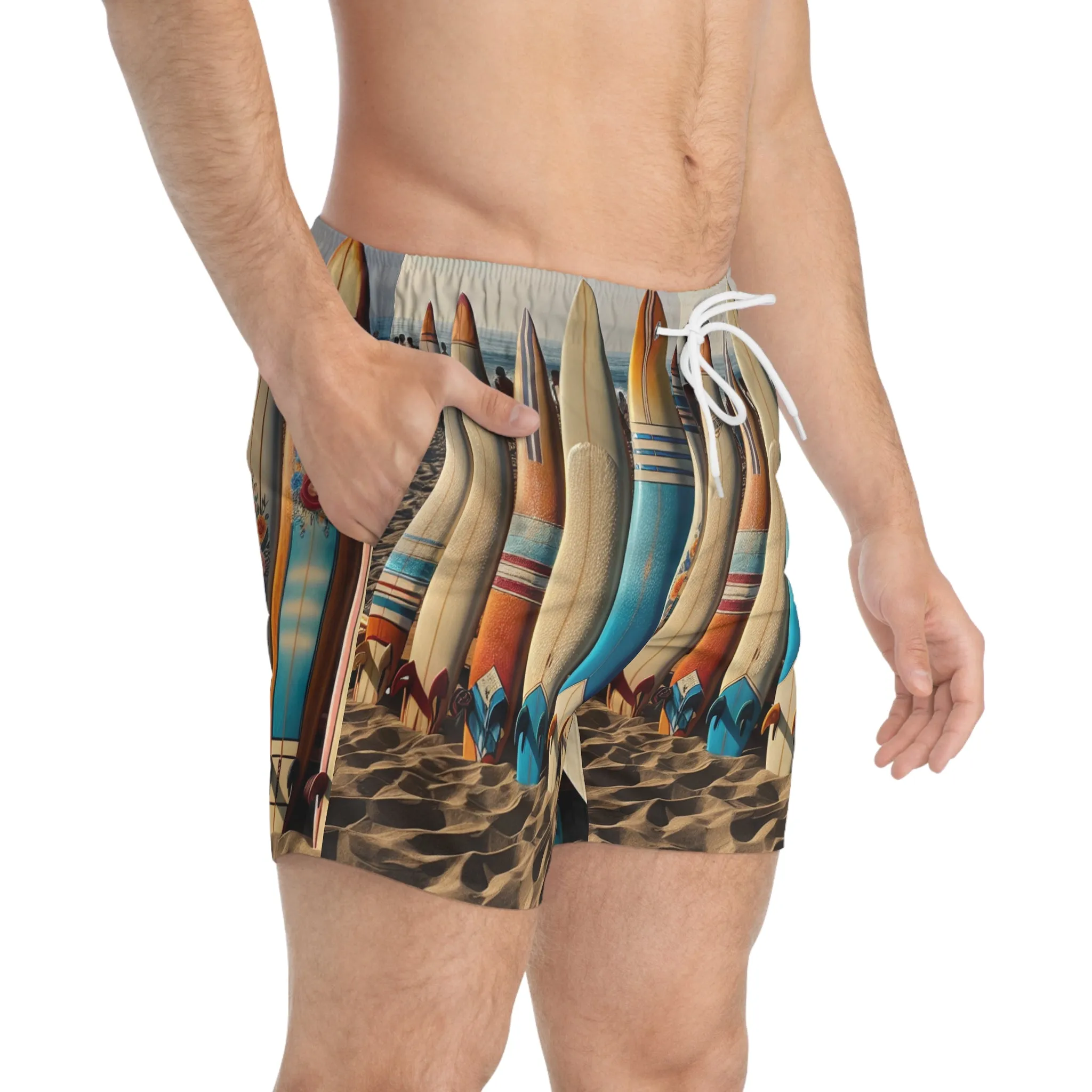 Vintage Surfboard Swim Trunks - Perfect for Beach Days & Summer Fun