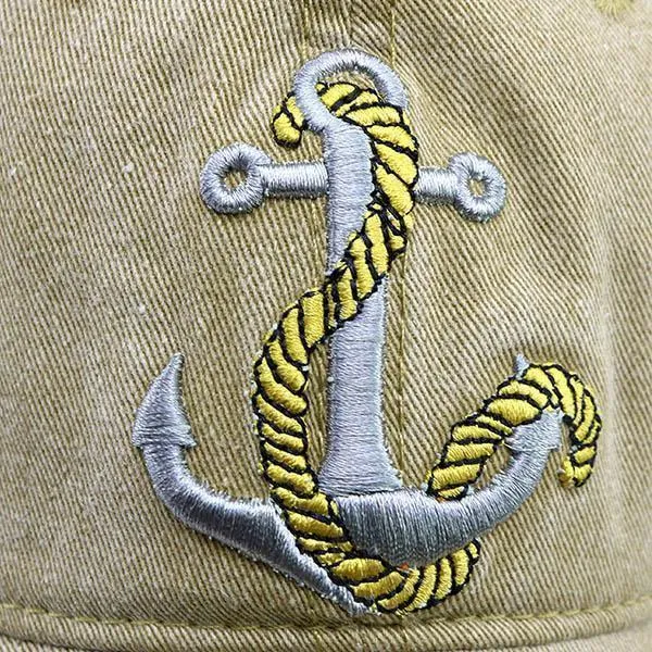 Washed Denim Anchor Embroidered Pattern Sunshade Baseball Cap
