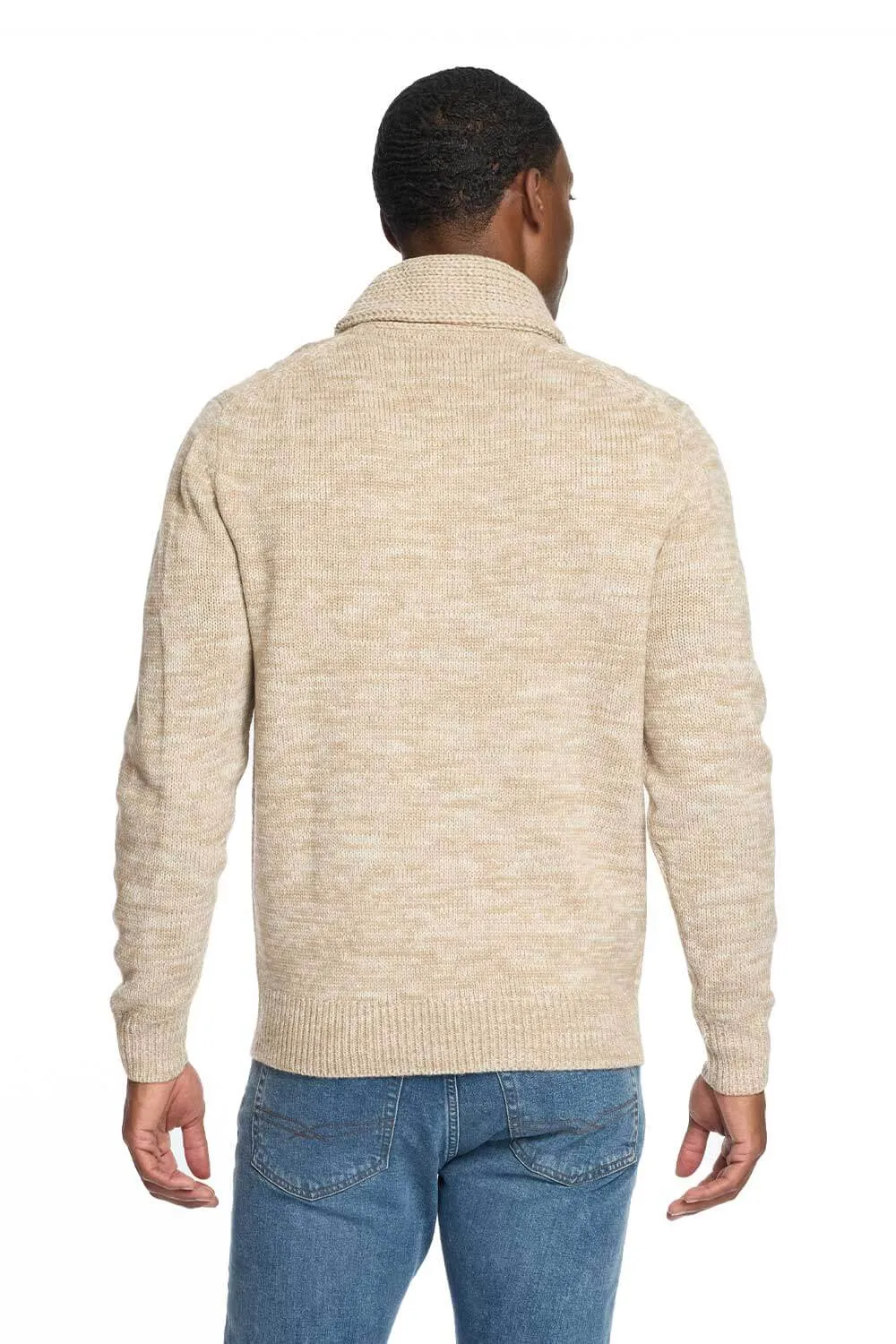 Weatherproof Vintage Cable Knit Fisherman Toggle Sweater for Men in Khaki Heather | F2440157GK-LT KHAKI HEATHER