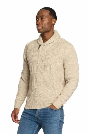 Weatherproof Vintage Cable Knit Fisherman Toggle Sweater for Men in Khaki Heather | F2440157GK-LT KHAKI HEATHER