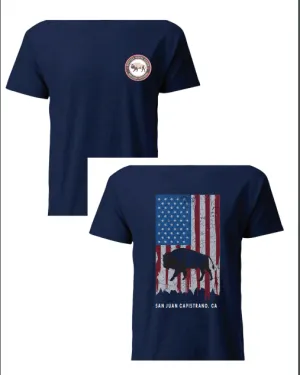 Wildfire Mercantile Buffalo Nickel Ranch American Flag Men's T-Shirt