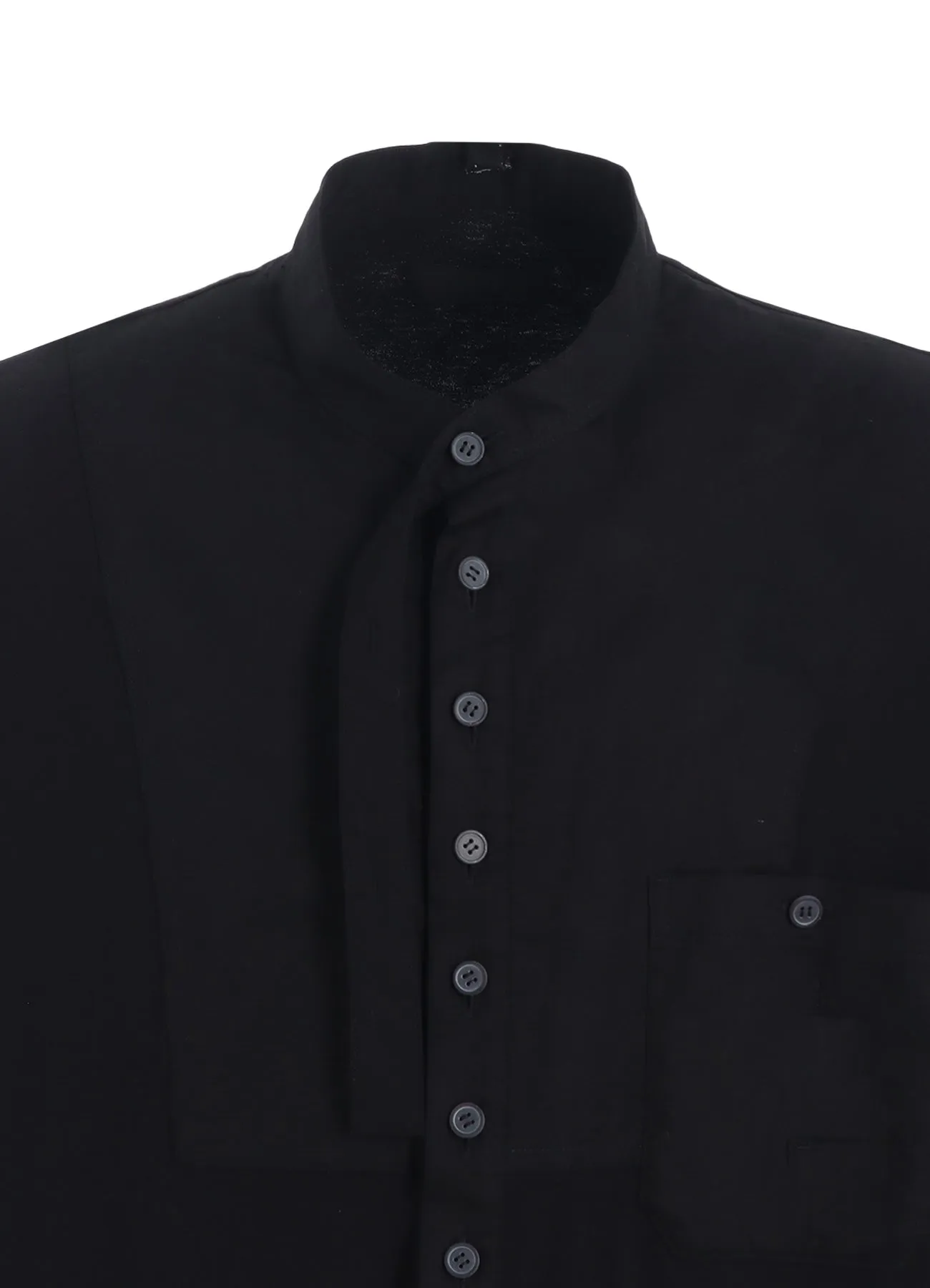 WOVEN AND JERSEY COMBINATIONS STAND COLLAR HENLEY NECK PULLOVER